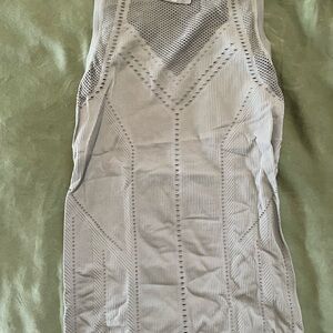 Athleta Gray Mesh Knit Top